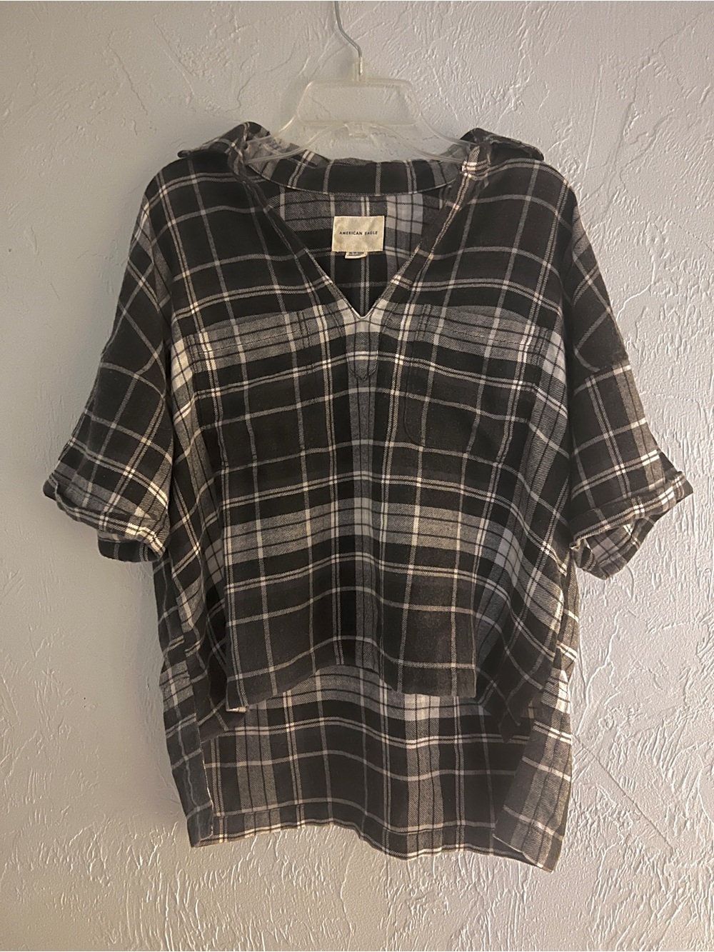 American Eagle Outfitters Black and White Plaid Top